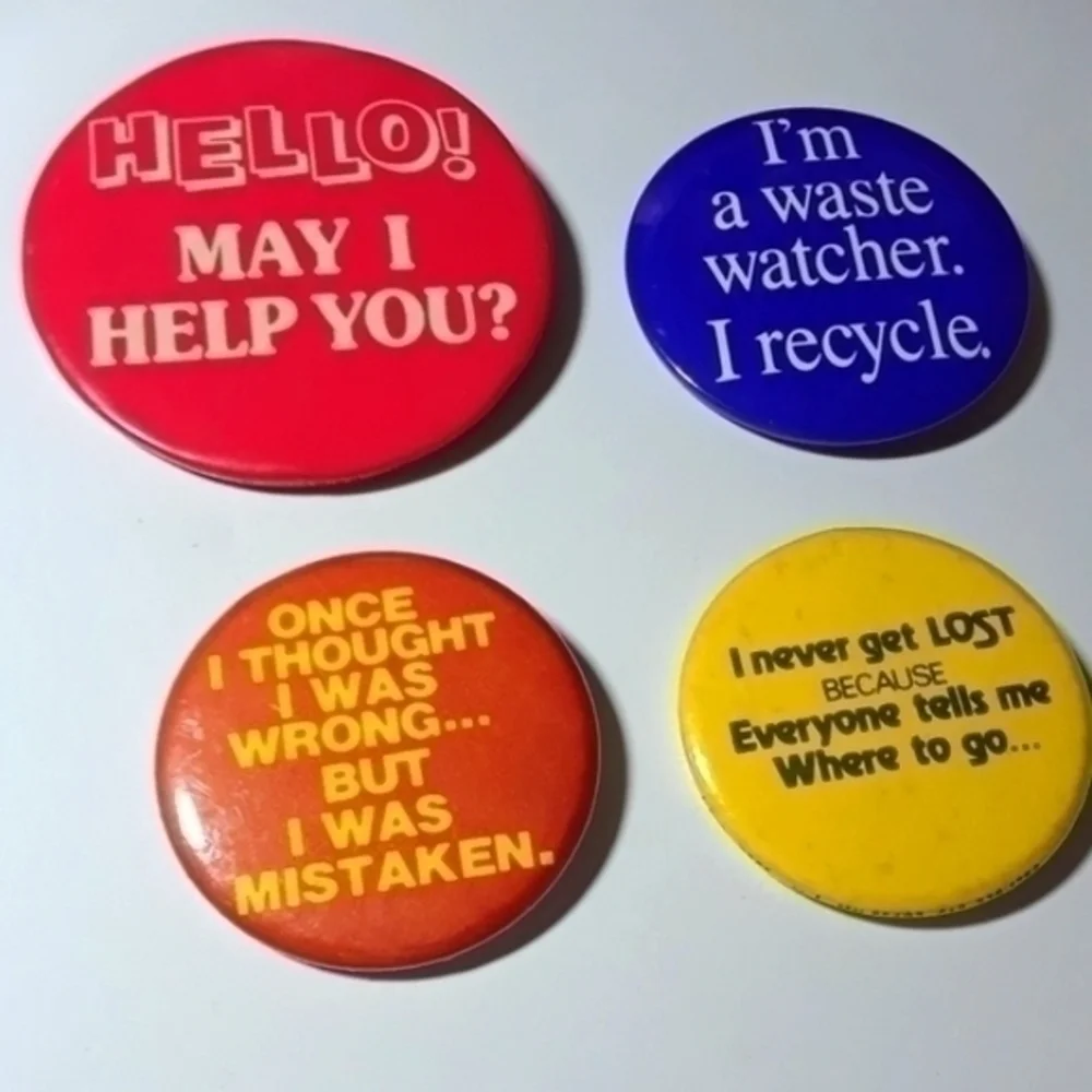 Vintage Humorous Sayings Buttons Bundle
